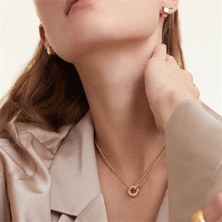 PVD Coated Real Gold Plated Solid Color 304 Stainless Steel Vacation Classic Style Waterproof Non Tarnish 304 Stainless Steel Pendant Necklace