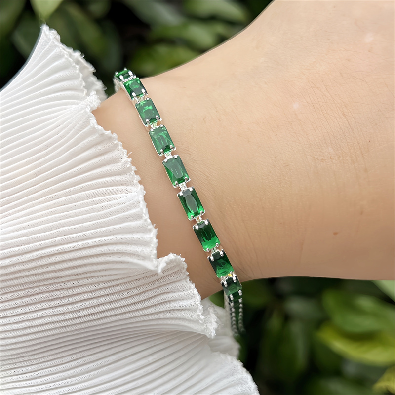 Classic Elegant Style Colorful Zircon Bracelet Fashion High-end Copper Plated 18K Gold Versatile Daily Wear Flower Vacuum Plating (Furnace)