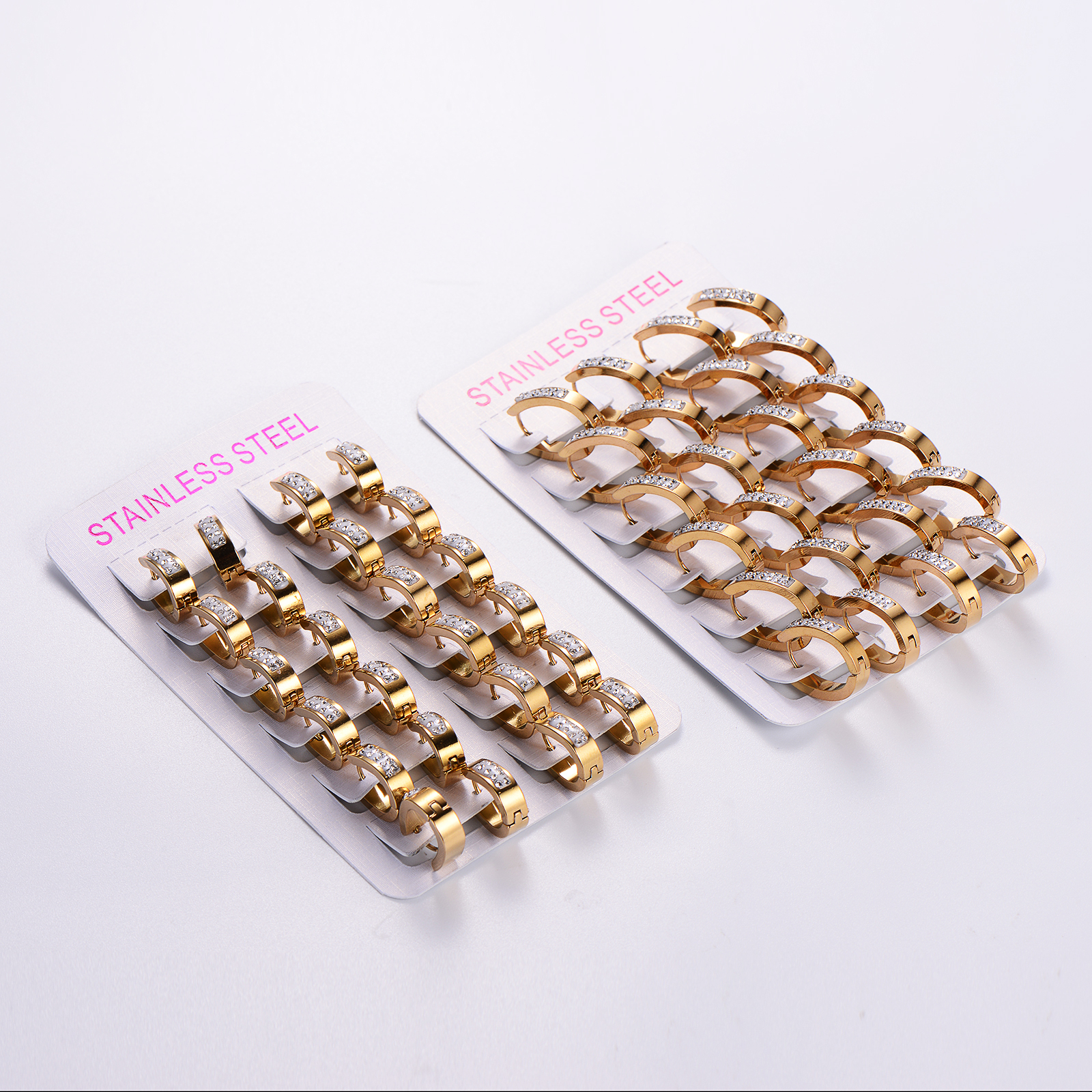 304 Stainless Steel Geometric Electroplating Rhinestones Golden Plated Casual Classic Style Plating Inlay Gold Earrings