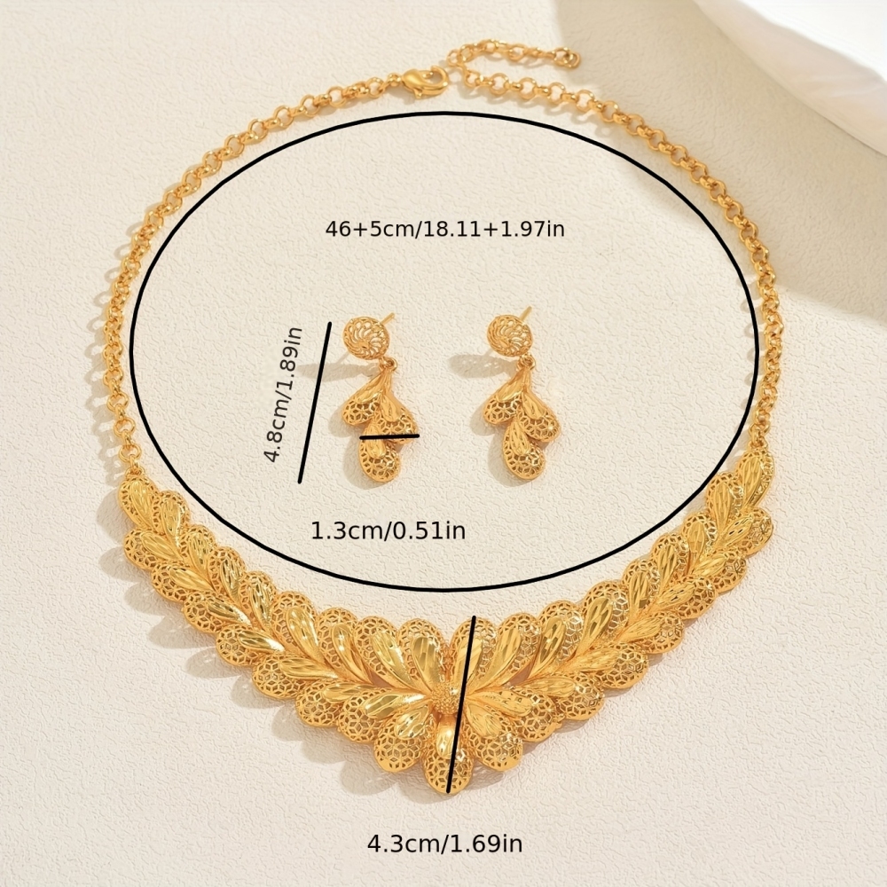 Three-piece Bridal Wedding Geometric Pattern Jewelry Set Elegant Luxurious Banquet Wedding Accessories