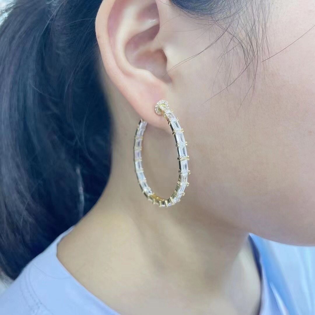 Fashion Round Plating Copper Zircon Copper Earrings