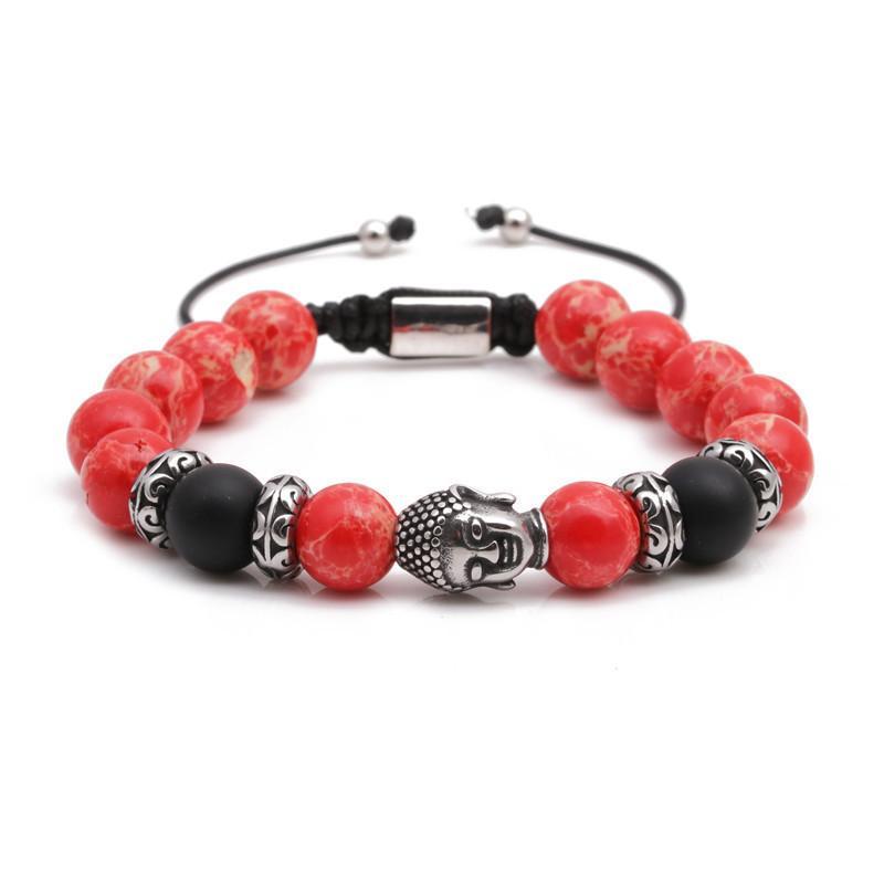 Fashion Bracelets Stainless Steel Woven Adjustable Buddha Head Bracelet
