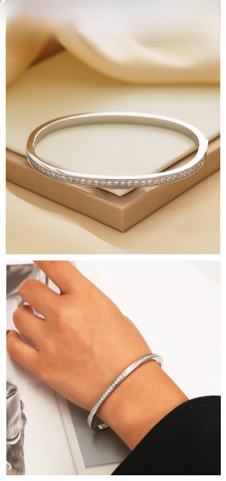 Titanium Steel Bracelet With Diamonds Girl Holiday Gift Starry Sky Feeling Women's Jewelry Accessories