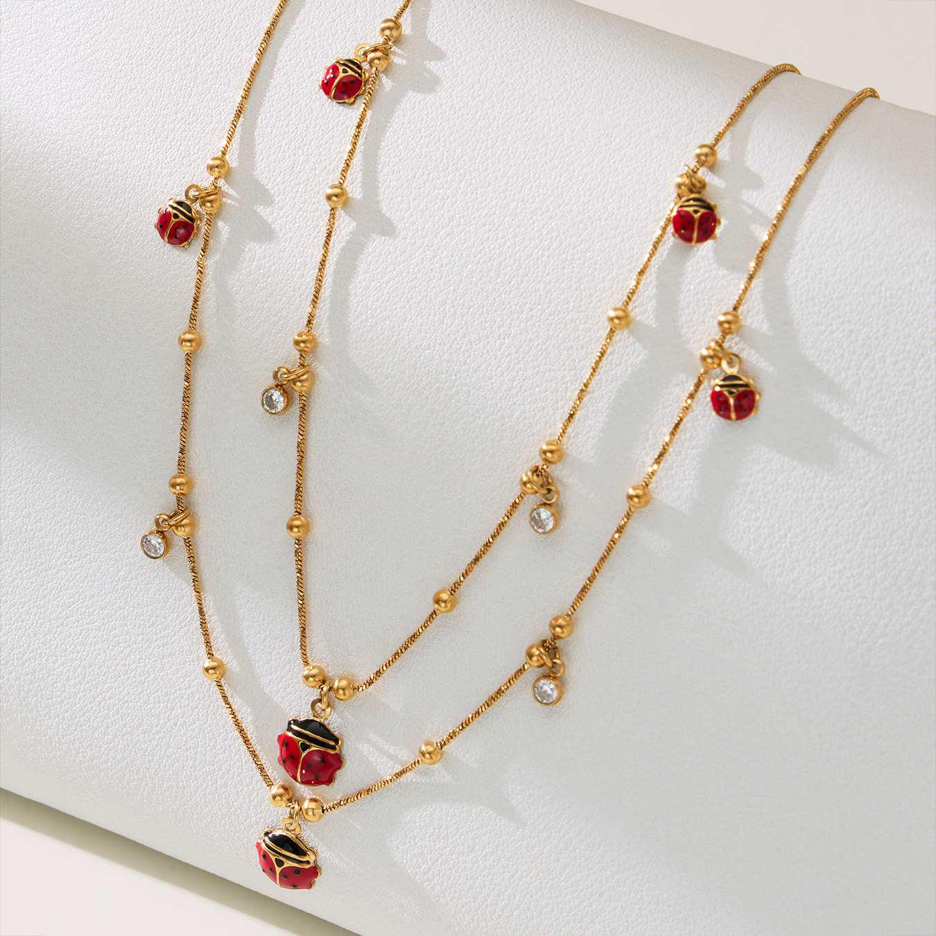 304 Stainless Steel DIY Multi Pendant Necklace Bracelet Ladybug Zircon Jewelry Accessories Geometric Vacuum Plating