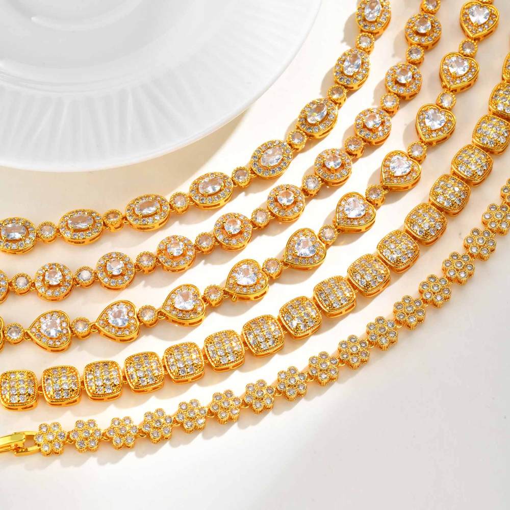 INS Style Copper Material Zircon Inlaid Bracelet Natural Light Luxury Feng Shui Plated 18K Real Gold Geometric Pattern Women's Jewelry Clasp Accessories