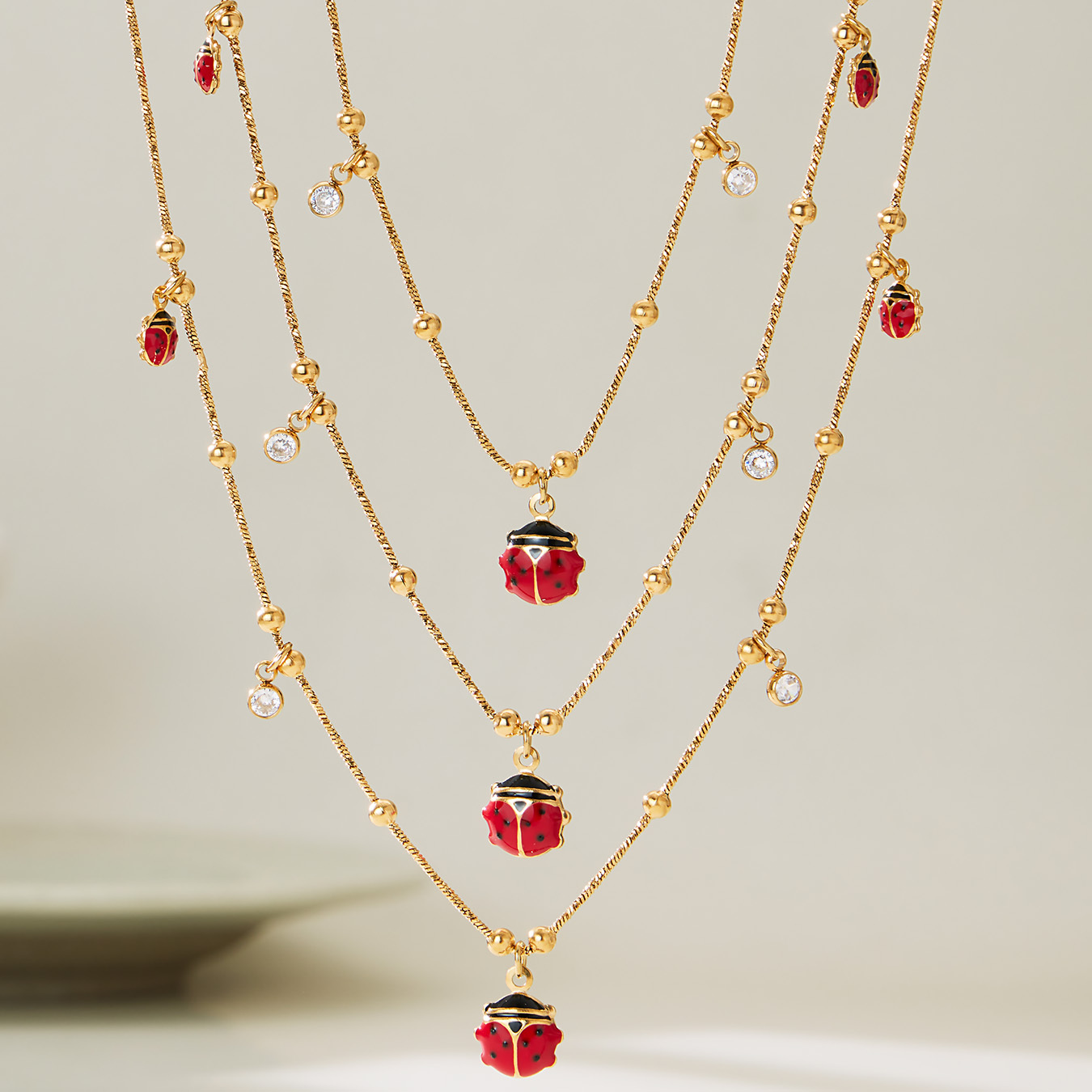 304 Stainless Steel DIY Multi Pendant Necklace Bracelet Ladybug Zircon Jewelry Accessories Geometric Vacuum Plating