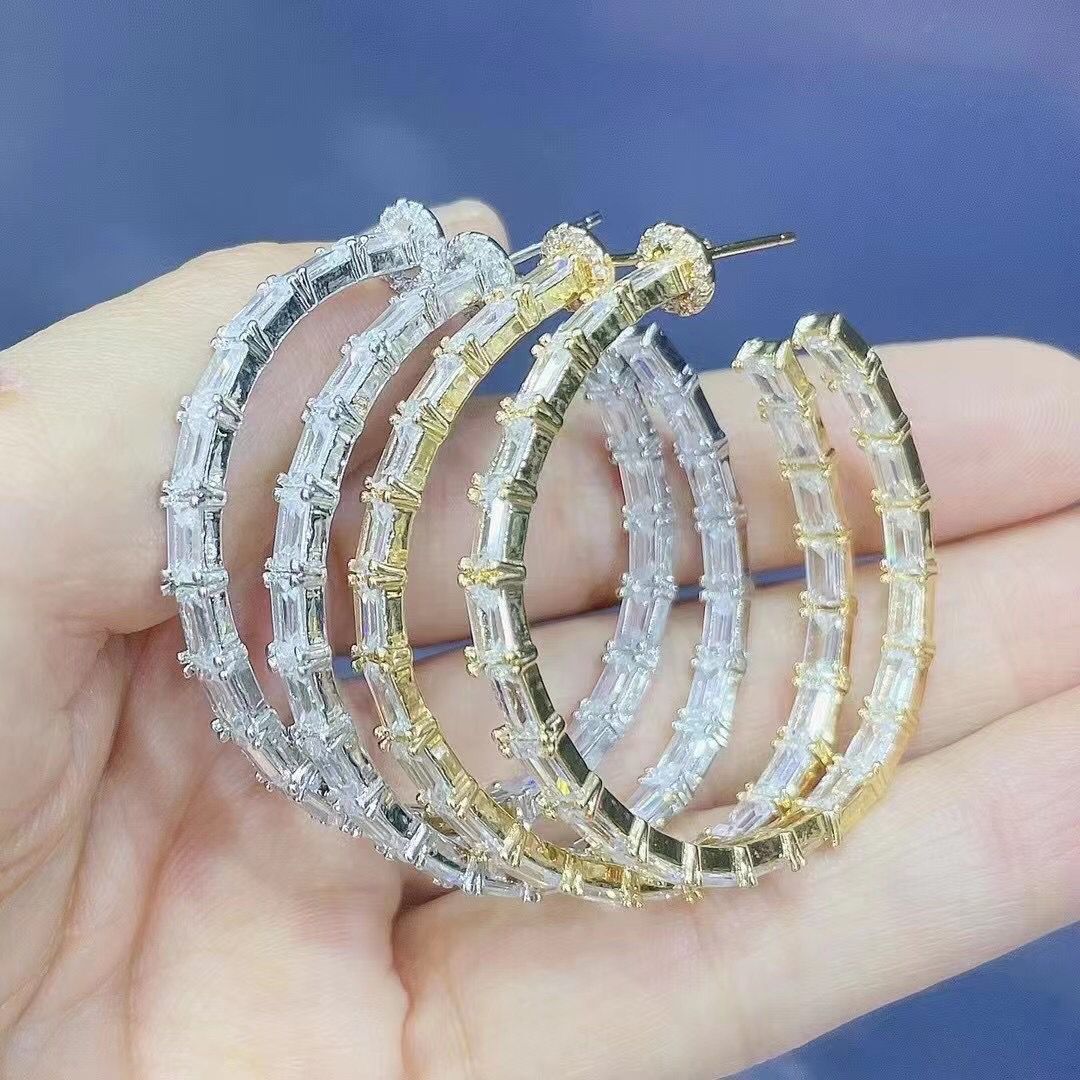 Fashion Round Plating Copper Zircon Copper Earrings