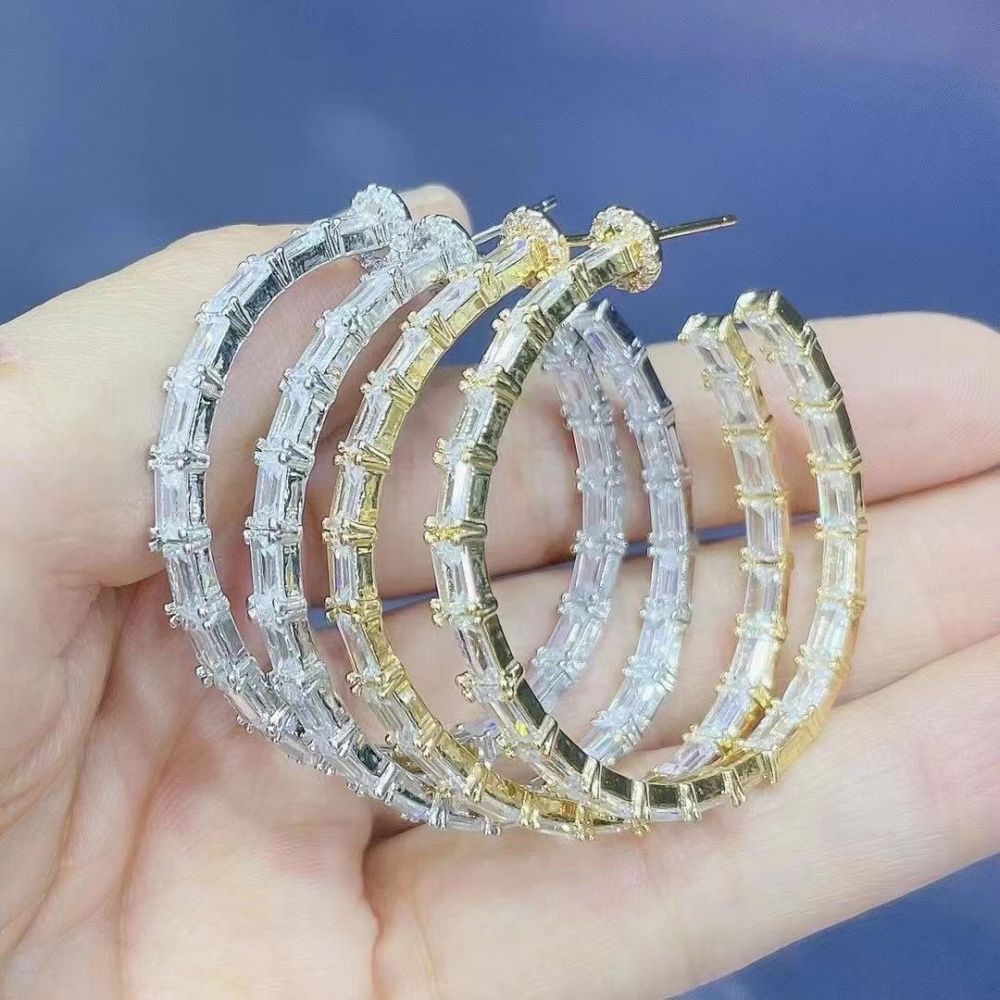 Fashion Round Plating Copper Zircon Copper Earrings