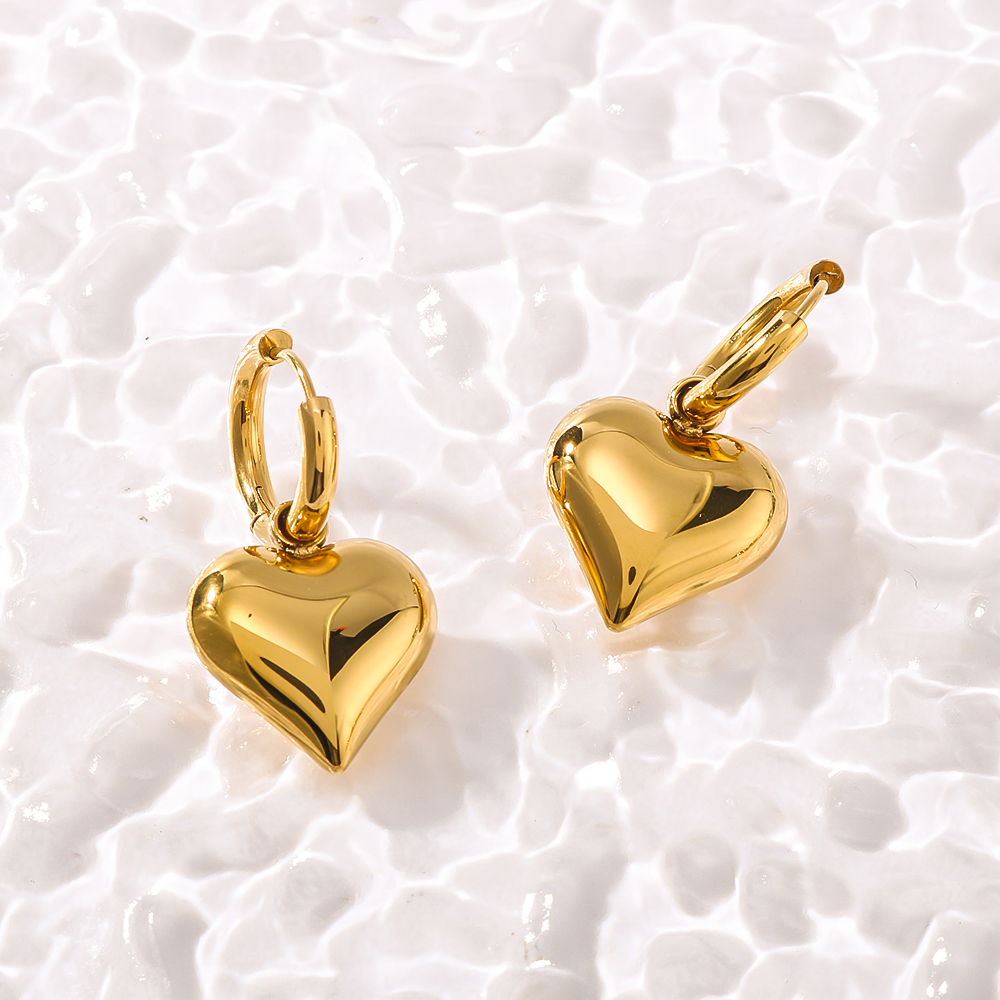 1 Pair Simple Style Classic Style Commute Heart Shape Plating 304 Stainless Steel 18K Gold Plated Drop Earrings