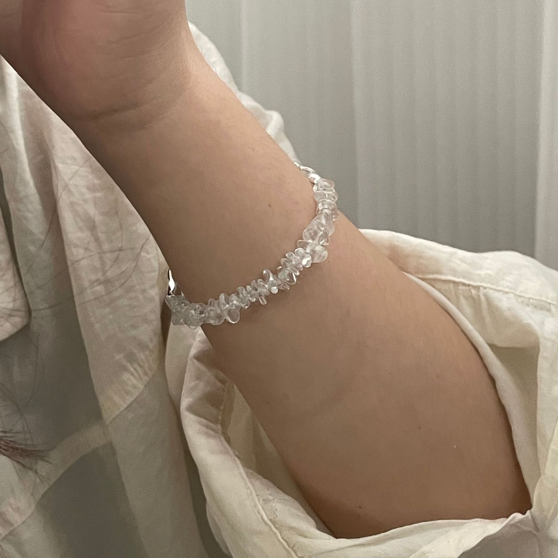Seyna 925 Silver New Style Simple Fashion White Crystal Bracelet Geometric Pattern Irregular Electroplated Women's Jewelry