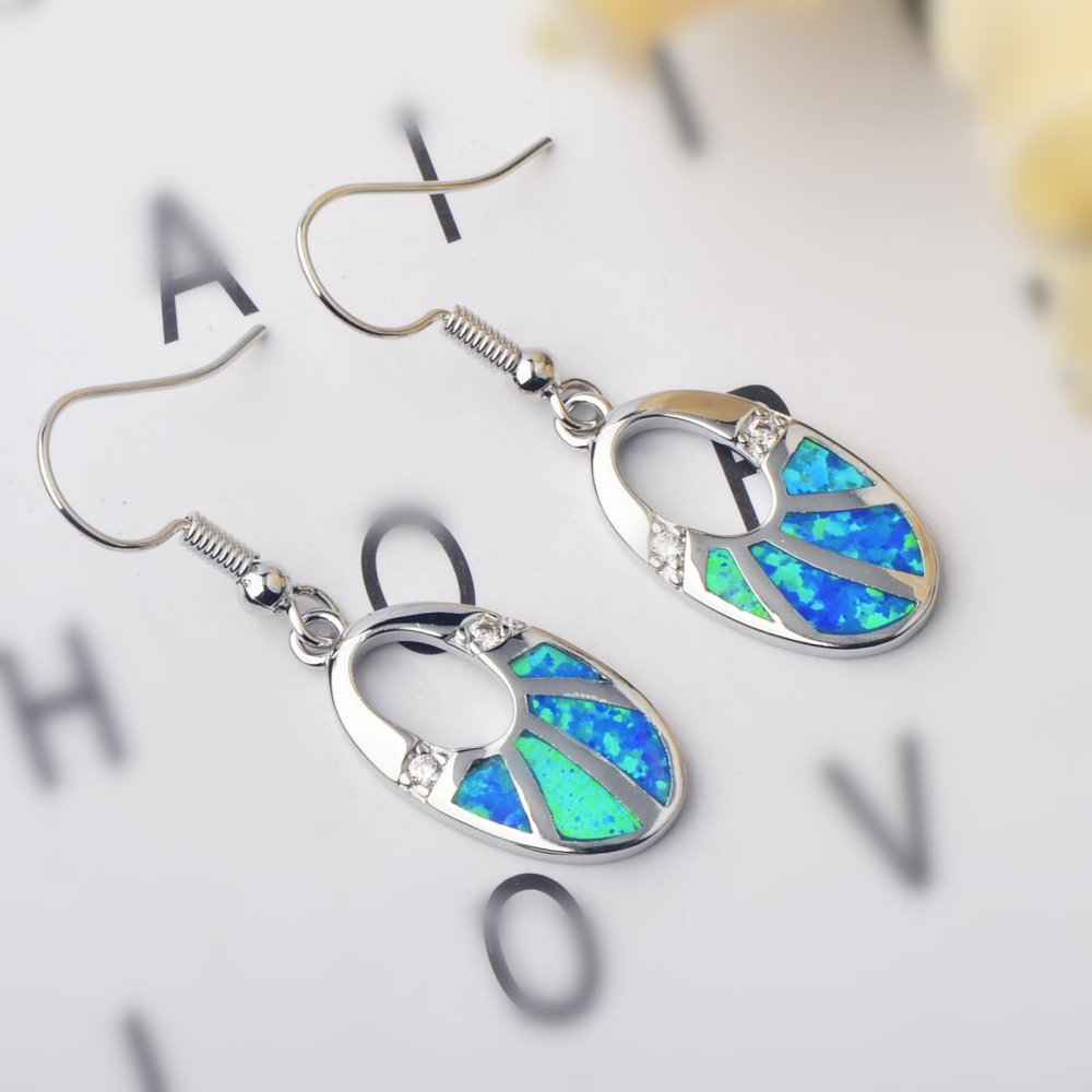 TikTok Ins Style Oval Opal European Amber European Fashion Drop Earrings Copper Material Holiday Style Jewelry Accessories