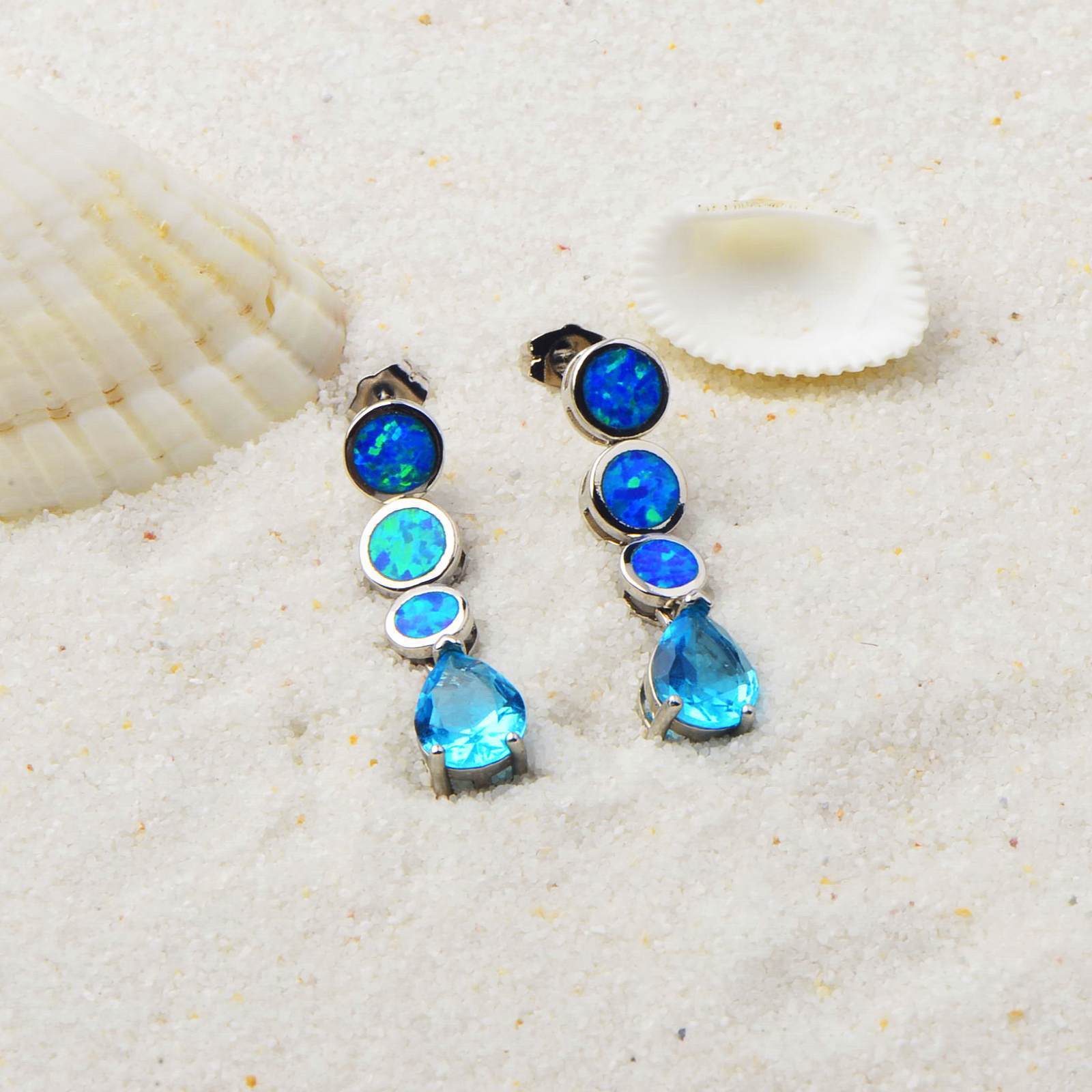 Opal Waterdrop Shaped Earrings Simple  Style Jewelry Accessories Copper Material Holiday Style Craft