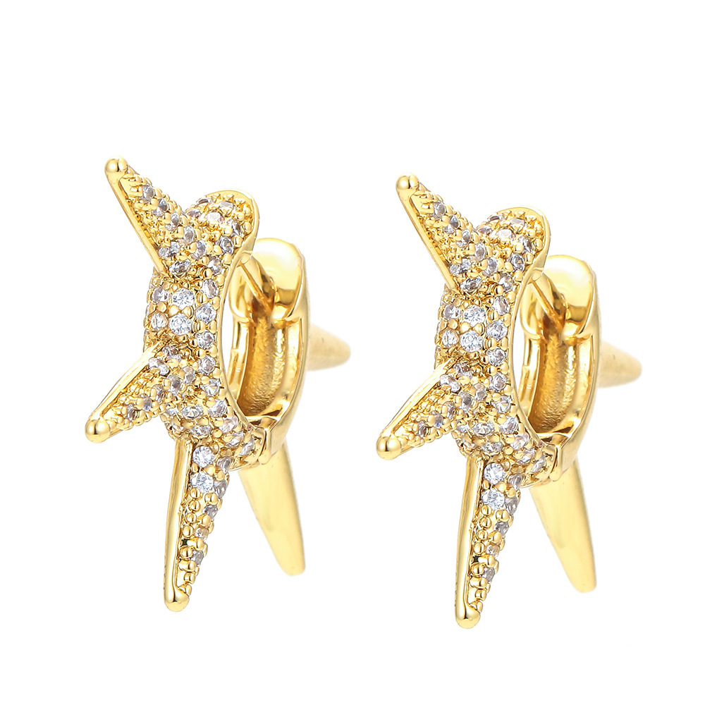 Wholesale Jewelry Diamond Spiked Irregular Shape Copper Earrings Nihaojewelry
