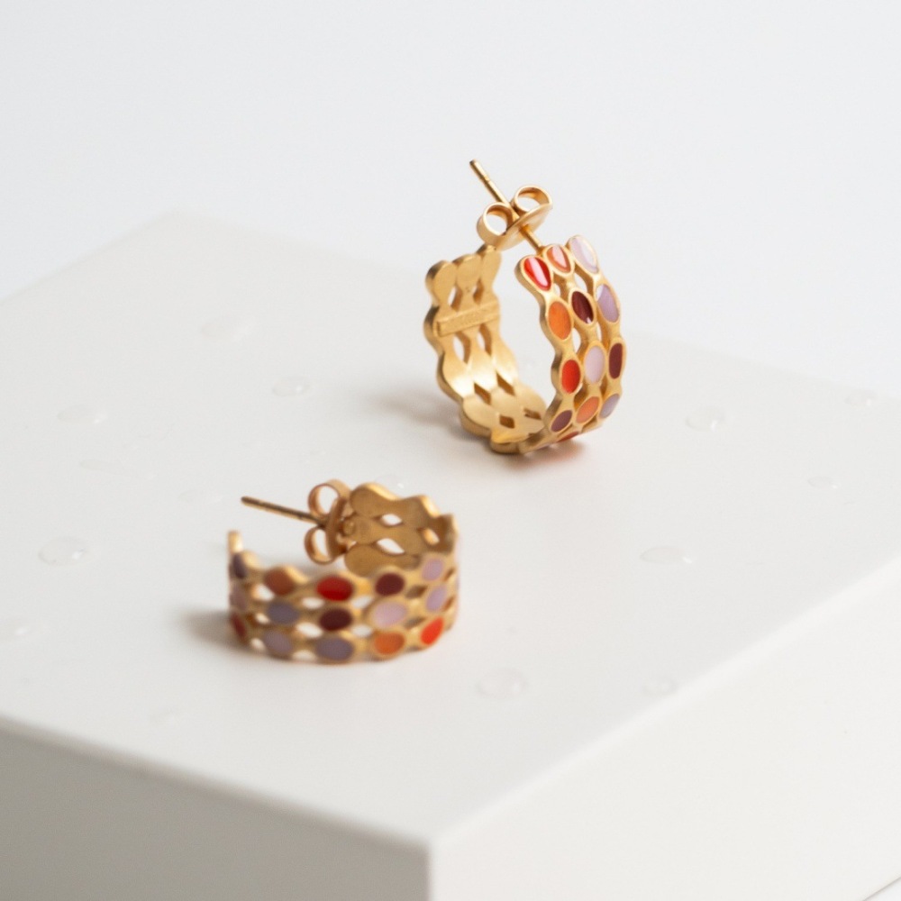 Elegant Hollow Out C-Shaped Drip Glaze S925 Silver Needle Stud Earrings Retro Unique Fashion Women's Jewelry Accessories