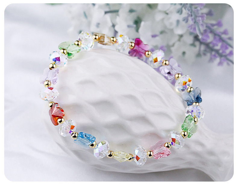 Austrian Crystal Butterfly Bracelet Seven Colors Optional Hand Chain Women's Fashion Jewelry Countryside Style Bead Bracelet