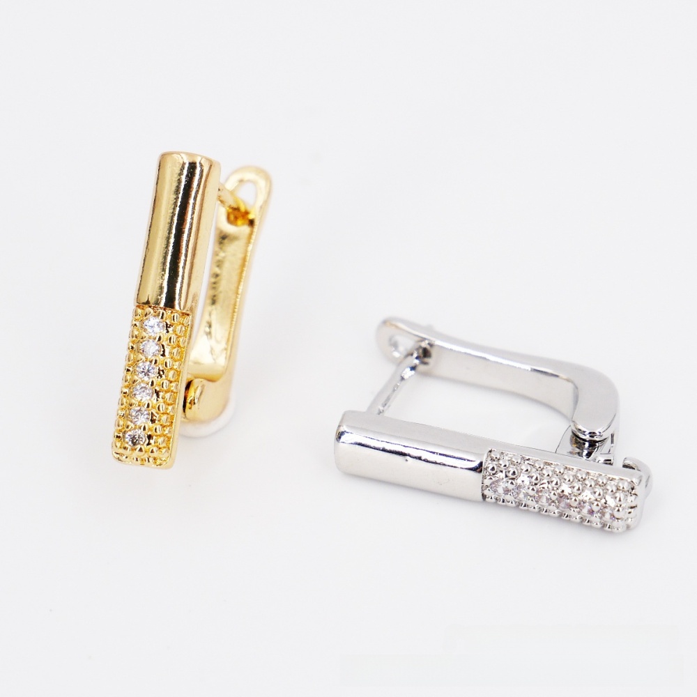 Platinum Plated Pearl Earrings Micro Inlaid Zircon Trendy DIY Jewelry Accessories U-Shaped Geometric