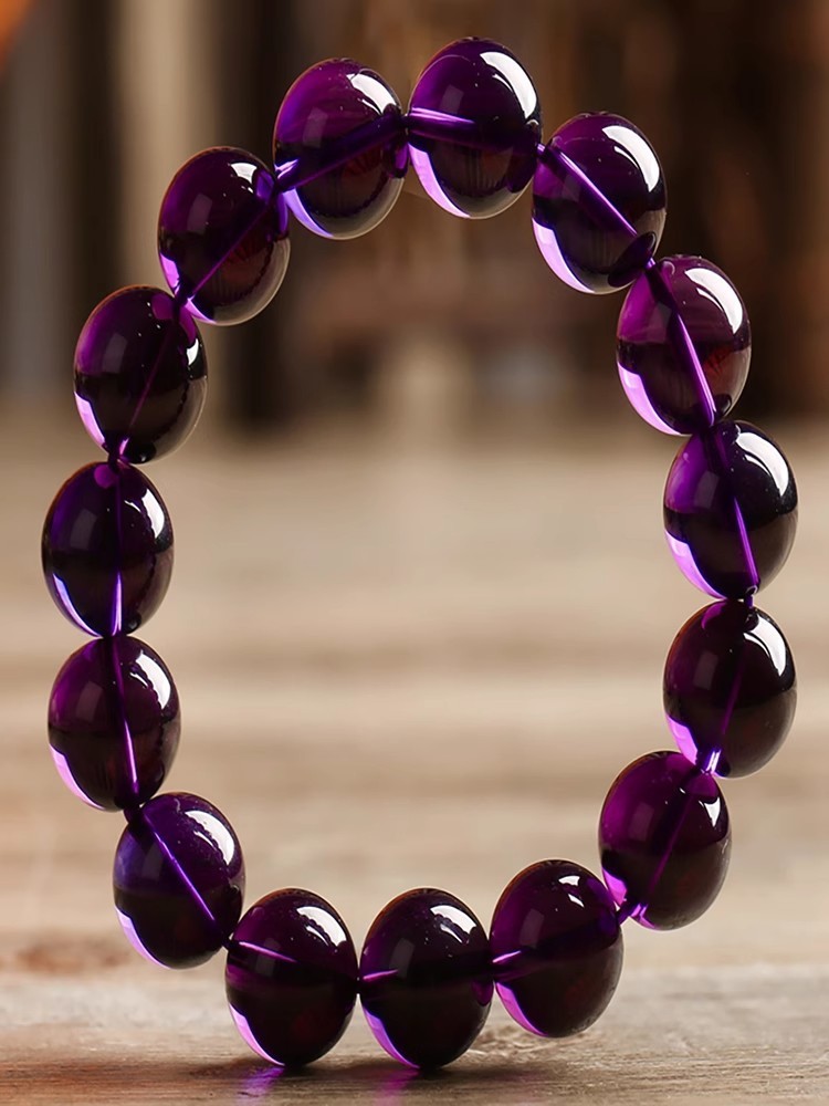 Natural Grade Collectible 7A Purple Quartz Bracelet For Women Deep Violet Single Circle Crystal Bracelets Geometric Pattern