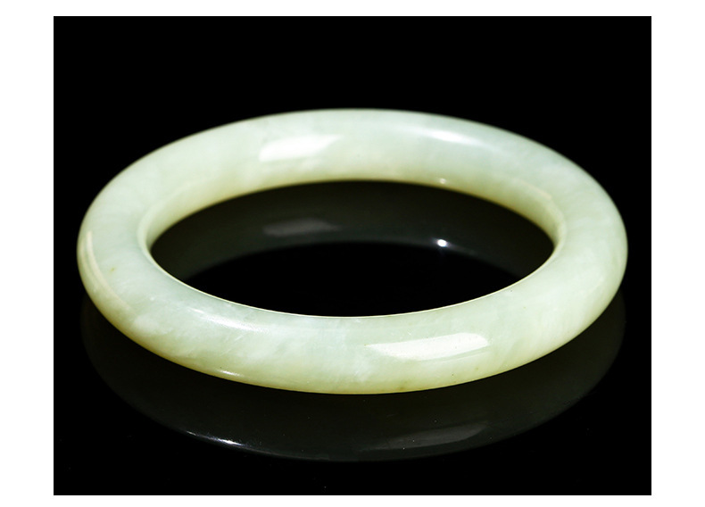 JD Jewelry Natural Underground White Jade Bracelet Round Bar Vintage Style Women's Bracelet Artistic Retro Trendy Simple Classic Style
