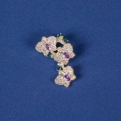 Purple Brooch with Gold Base