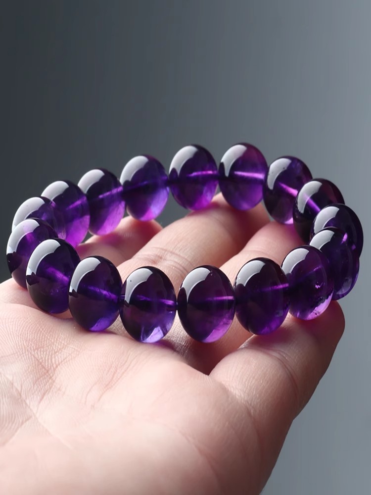 Natural Grade Collectible 7A Purple Quartz Bracelet For Women Deep Violet Single Circle Crystal Bracelets Geometric Pattern