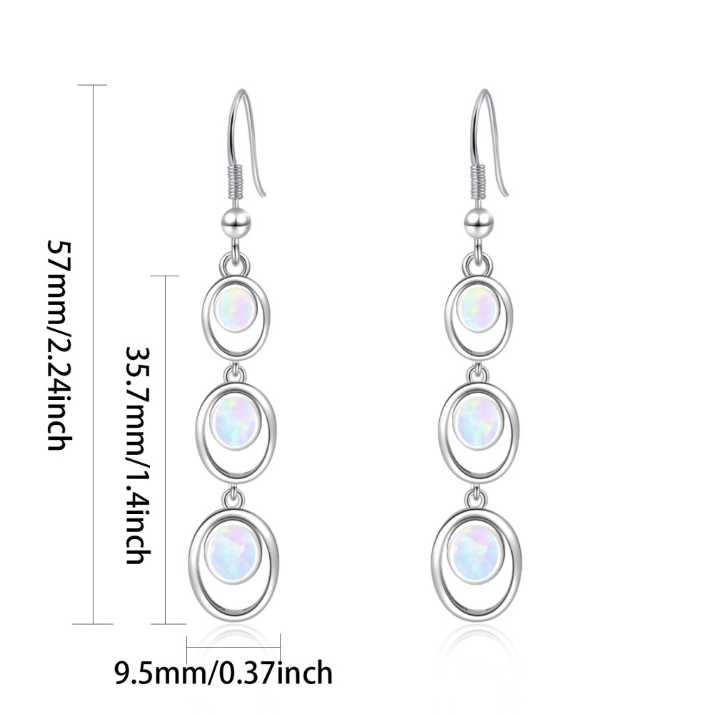 Simple Round Opal Dangle Earrings  Style TikTok Ins Fashion Peruvian Opal Drop Earrings Jewelry Accessories