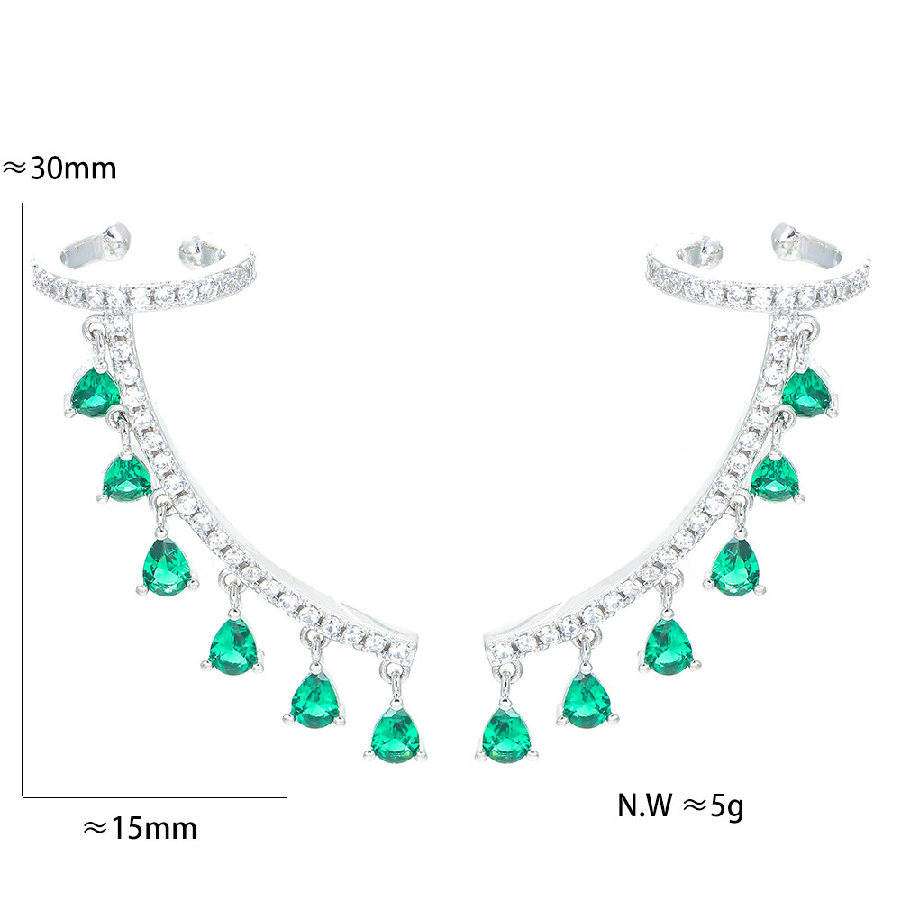 Fashion Water Droplets Copper Earrings Inlay Zircon Copper Earrings