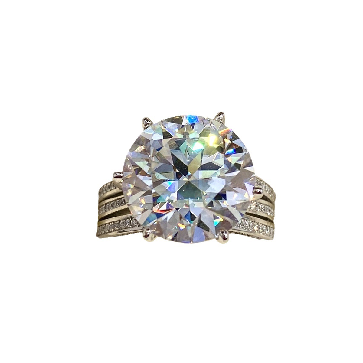 925 Sterling Silver Moissanite Round Rings