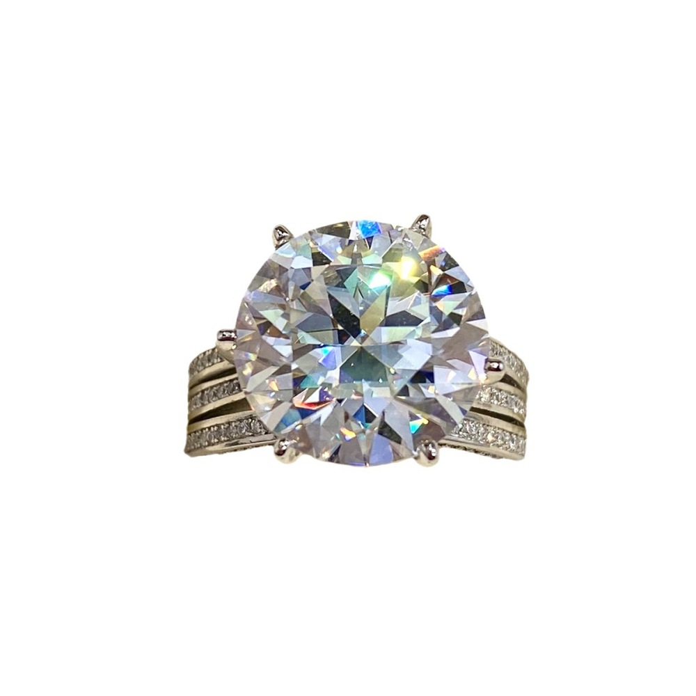 925 Sterling Silver Moissanite Round Rings