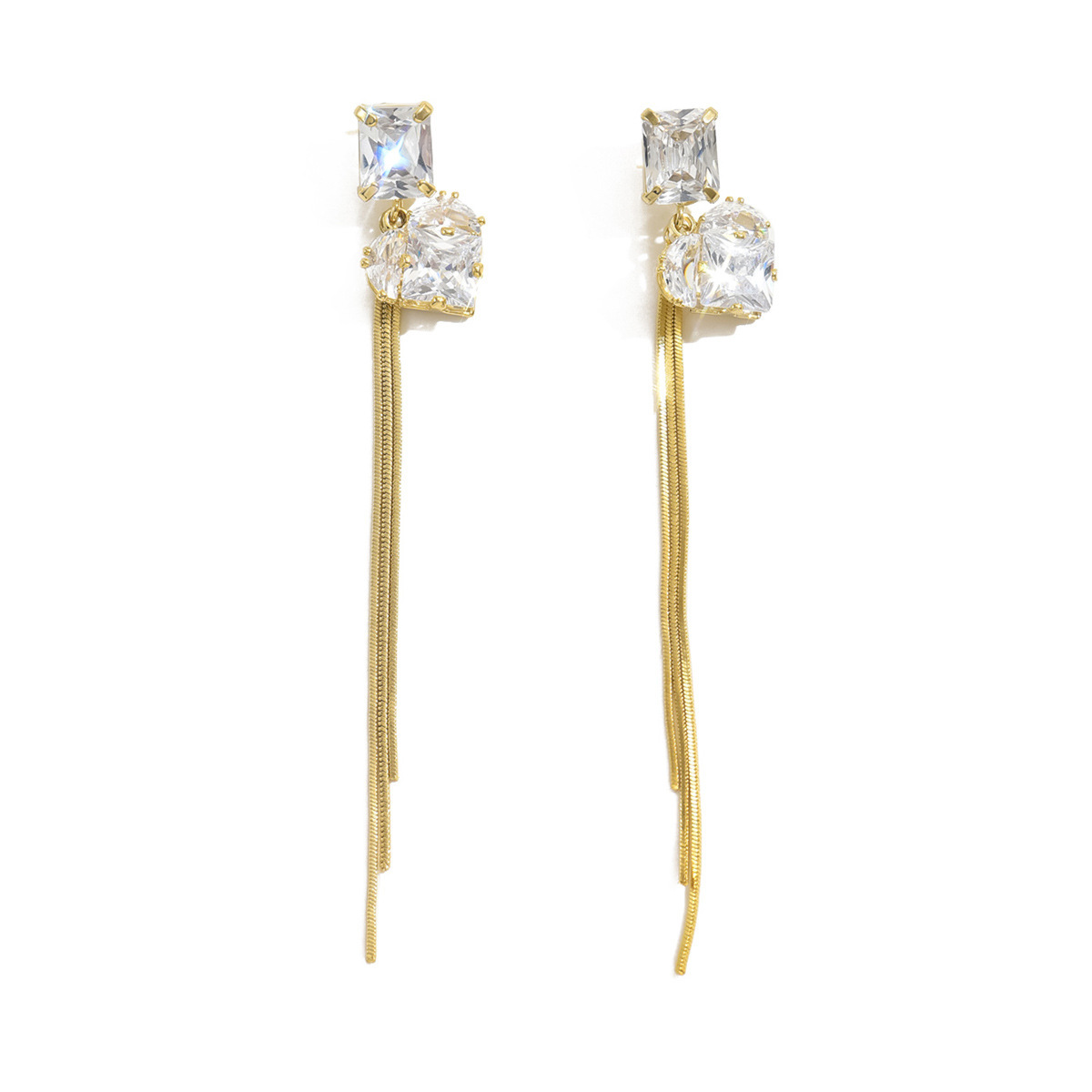 14K Gold Plated Luxury Design Tassel Earrings Women High-End Versatile Trendy Ear Jewelry Heart Shaped Fashion Accessories