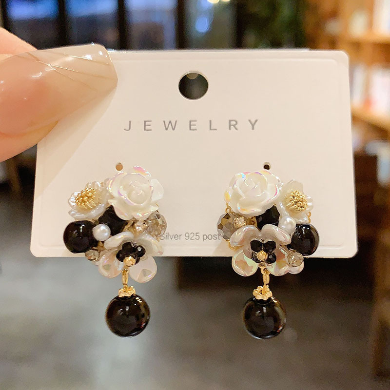 Handmade Petal Pendant Earrings Women Simple Versatile Silver Needle Ear Rings Fashionable Trendy Jewelry Accessories