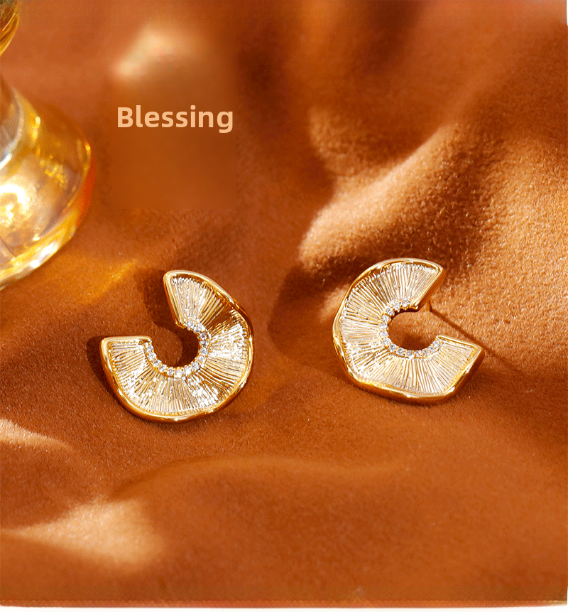 Fashionable Designer Earrings Irregular Texture 3D Simple Elegant New Arrival 2025 Trendy Women's Round Elliptical Zirconia Jewelry