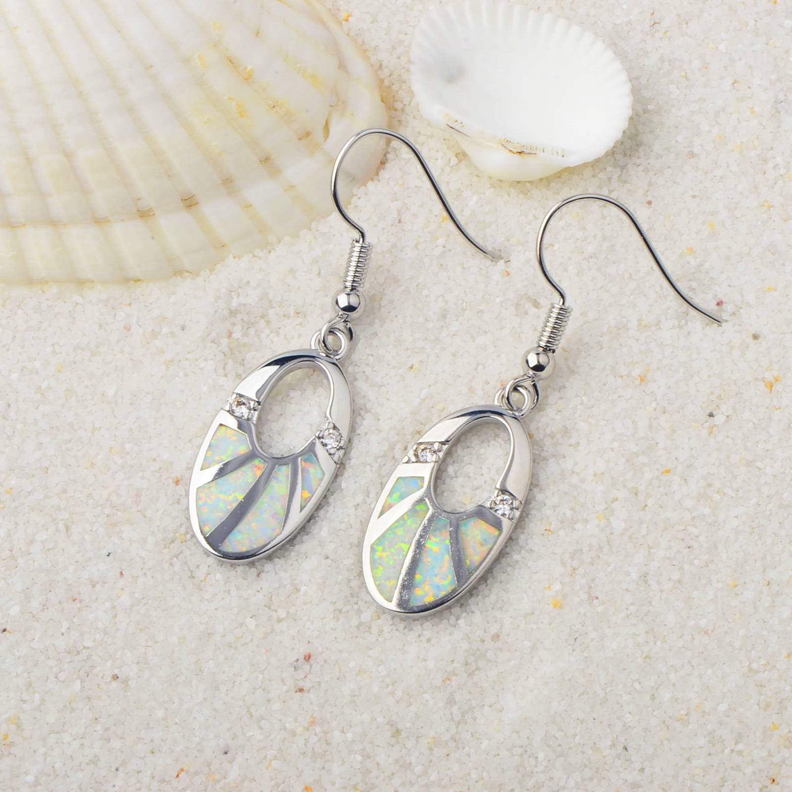 TikTok Ins Style Oval Opal European Amber European Fashion Drop Earrings Copper Material Holiday Style Jewelry Accessories