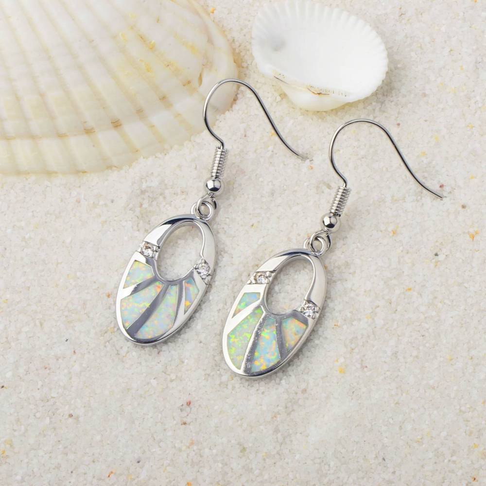 TikTok Ins Style Oval Opal European Amber European Fashion Drop Earrings Copper Material Holiday Style Jewelry Accessories