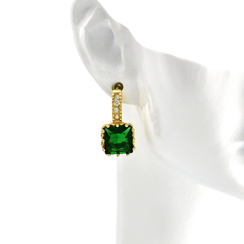 1 Pair IG Style Geometric Inlay Copper Zircon Earrings