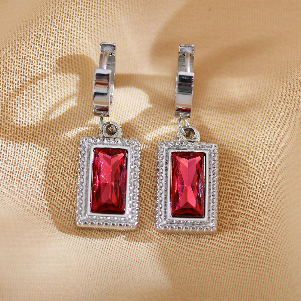 PVD Coated Gold Plated Square Stainless Steel Elegant Luxurious Simple Style Waterproof Non Tarnish Earrings