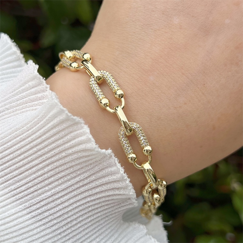 Classic Elegant Style Colorful Zircon Bracelet Fashion High-end Copper Plated 18K Gold Versatile Daily Wear Star Vacuum Plating (Furnace)