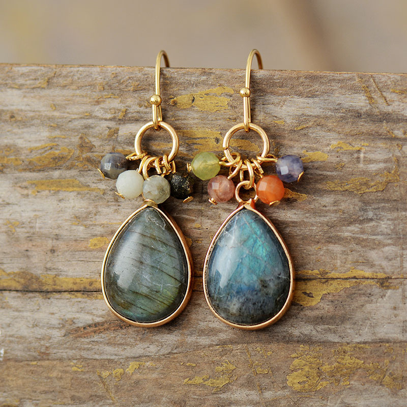 Handmade Natural Drop-shaped Extending Stone French Romantic Luxury Earrings Women's Sweet Style Jewelry Accessories