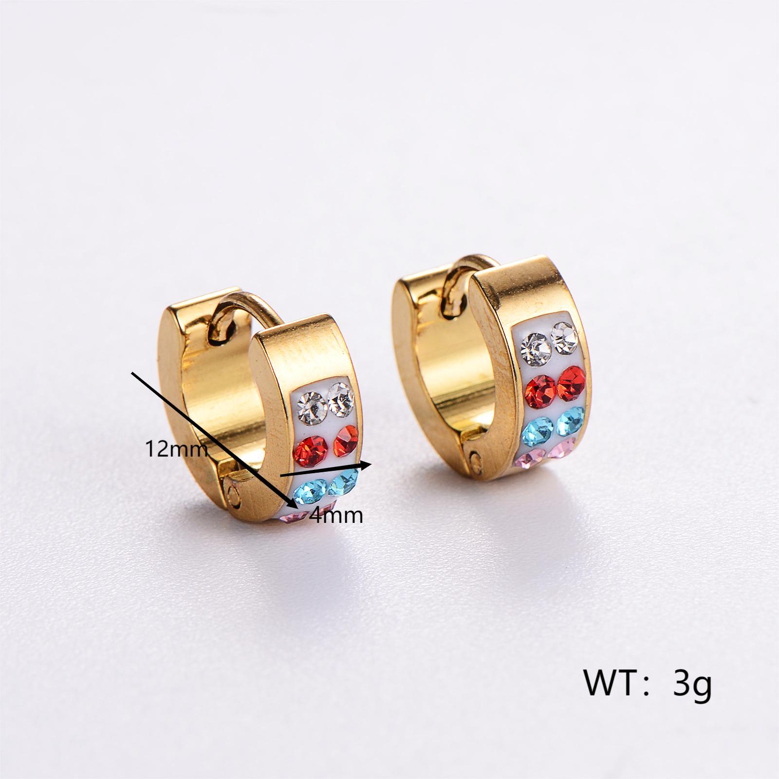 Stainless Steel Solid Color Rhinestones Imitation Gold  Simple Style Classic Style Gold Earrings