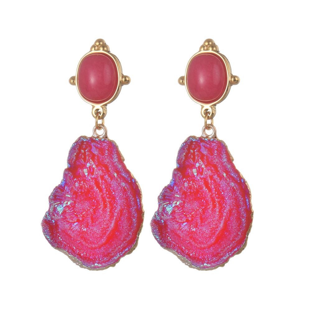 Volcano Pendant Earrings For Women Pink Irregular Stainless Steel Earrings Simple Accessories