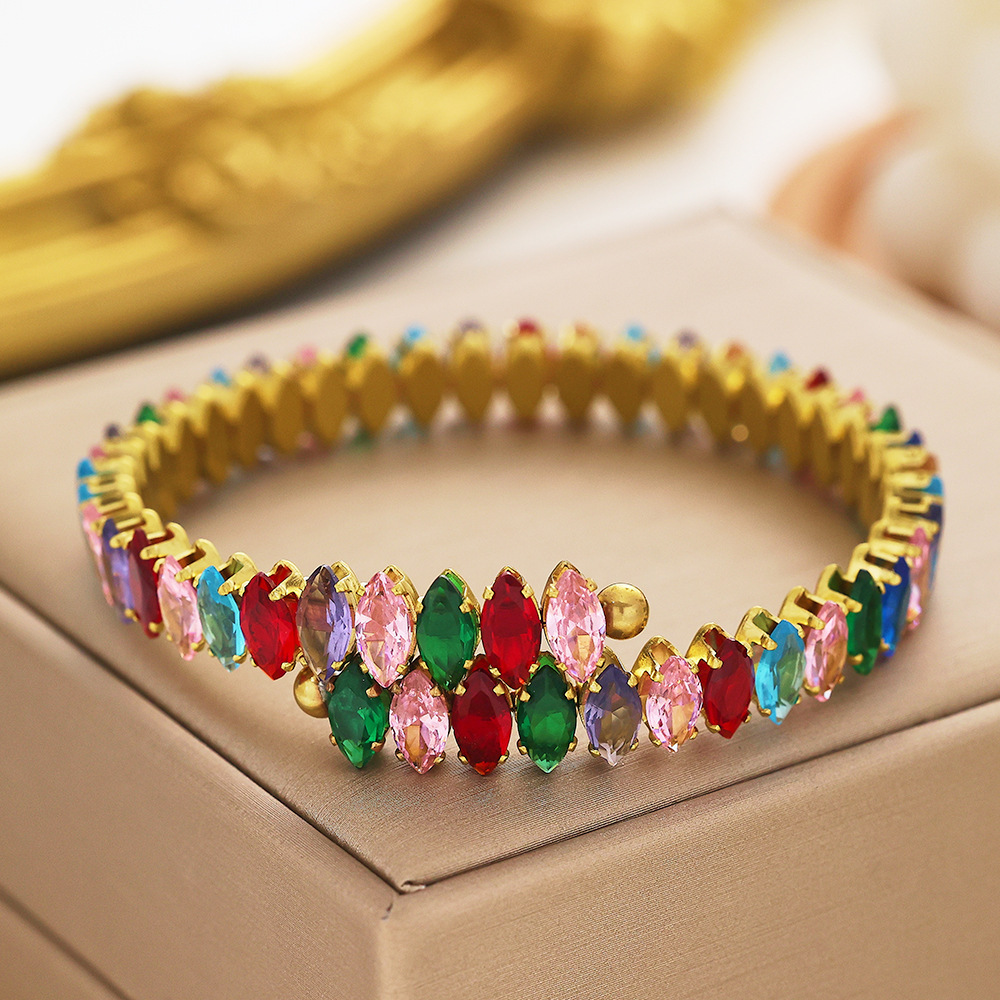 Multicolor Titanium Steel Claw Inlaid Diamond Women's Bracelet Zircon Steel Women's Accessories