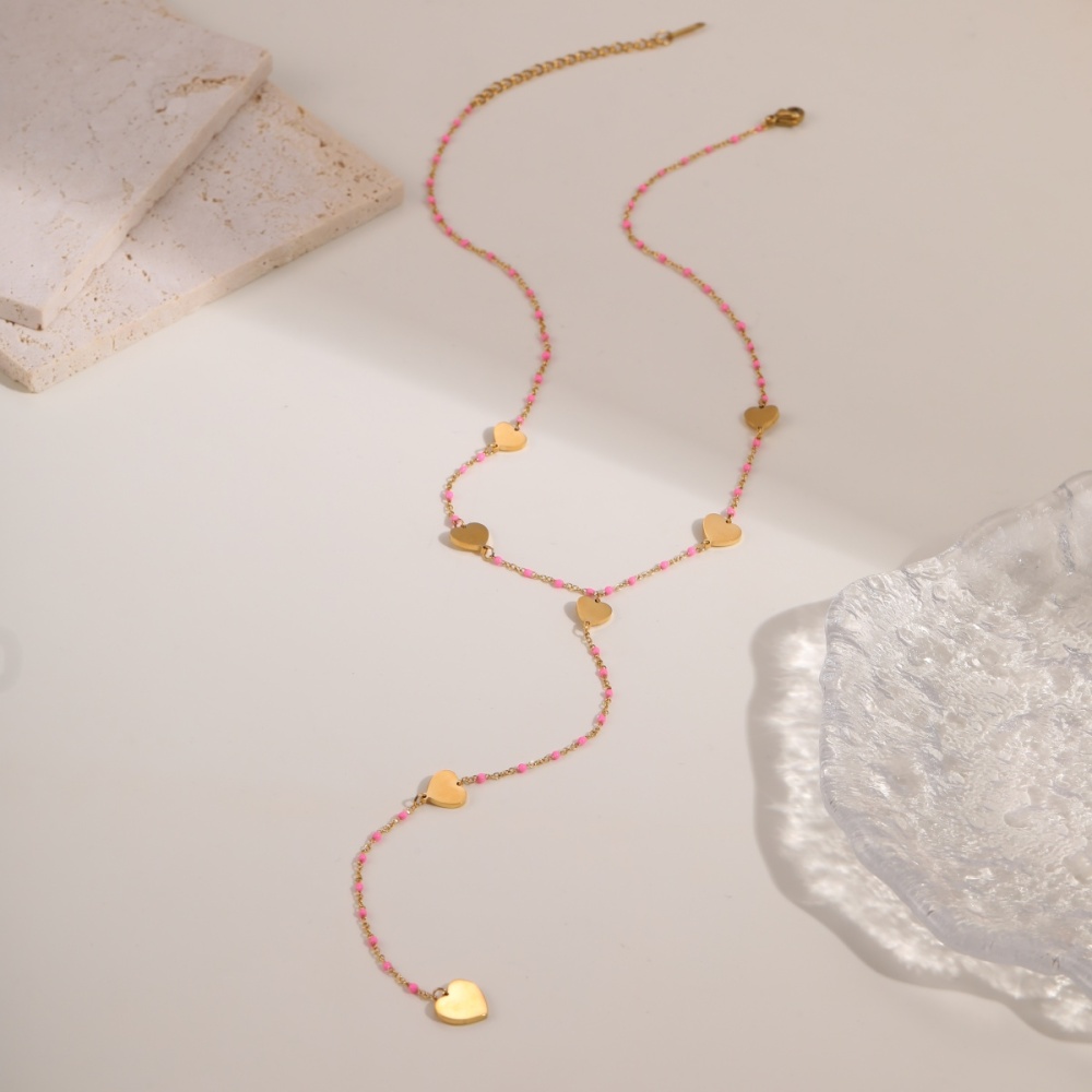 Trendy 304 Stainless Steel Jewelry Tassel Cross Star Heart Necklace Accessories Long High-end Y-shaped Vacuum Electroplated 18K Real Gold Necklace