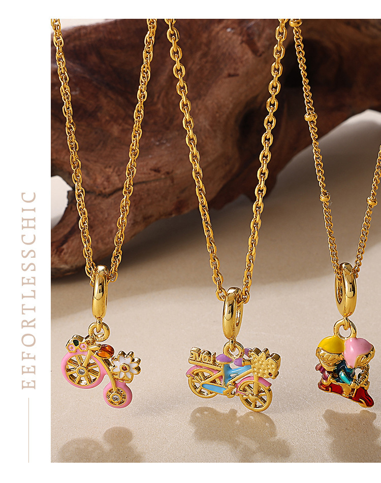 Retro Style Fox Pendant Necklace For Girls Heavy Design Stainless Steel Fashionable OIL Drop DIY Jewelry Accessories