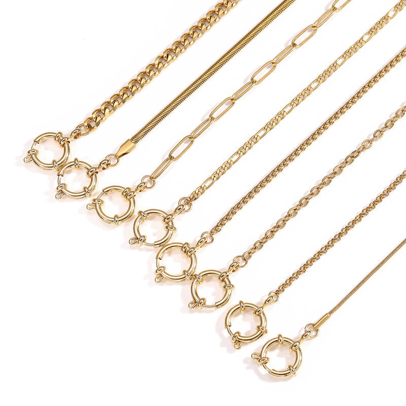 Minimalist Snake Bone Chain DIY Jewelry Stainless Steel 18K Gold Clasp Collarbone Chain Accessories