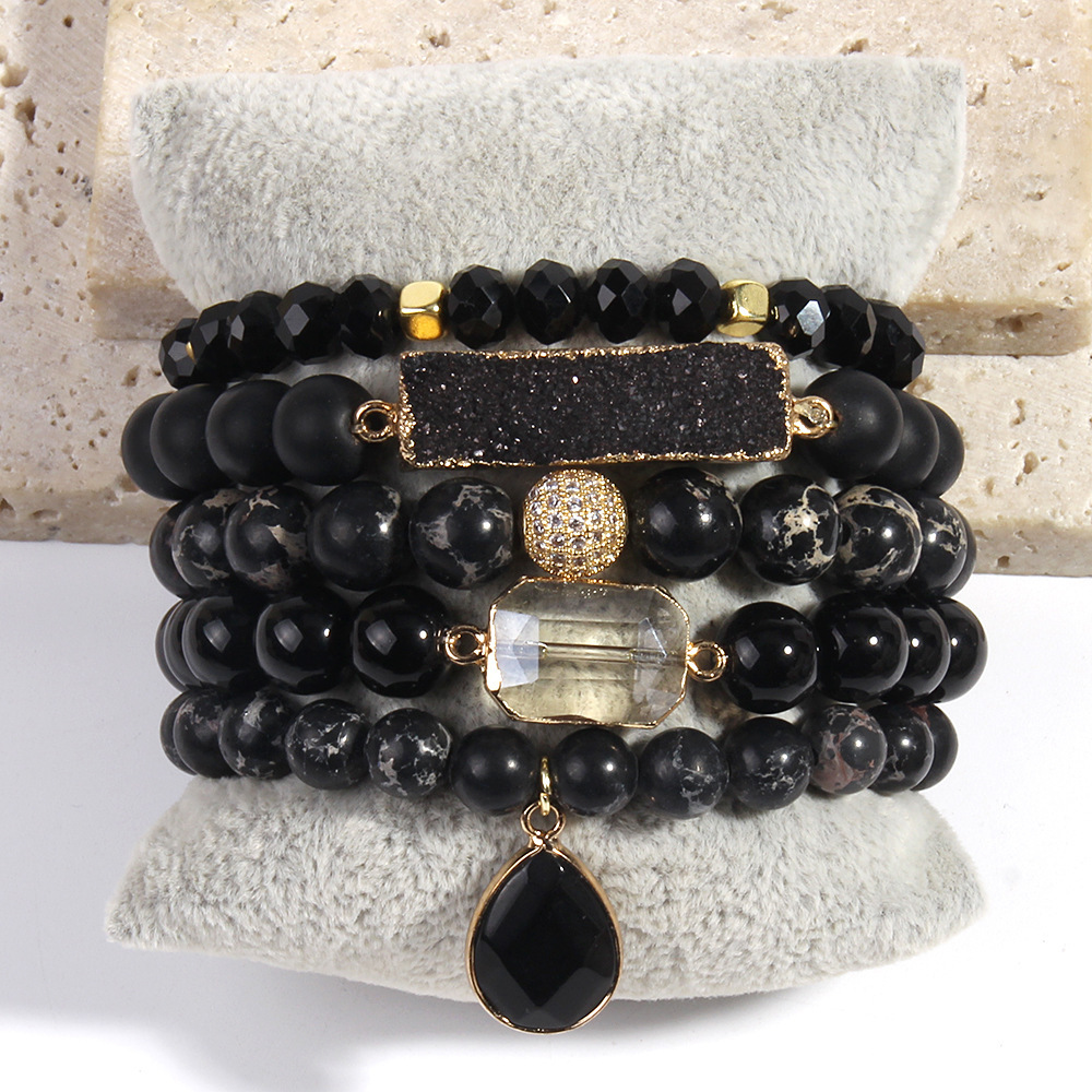 Simple Style Classic Style Geometric Natural Stone Beaded Chain Bracelets In Bulk
