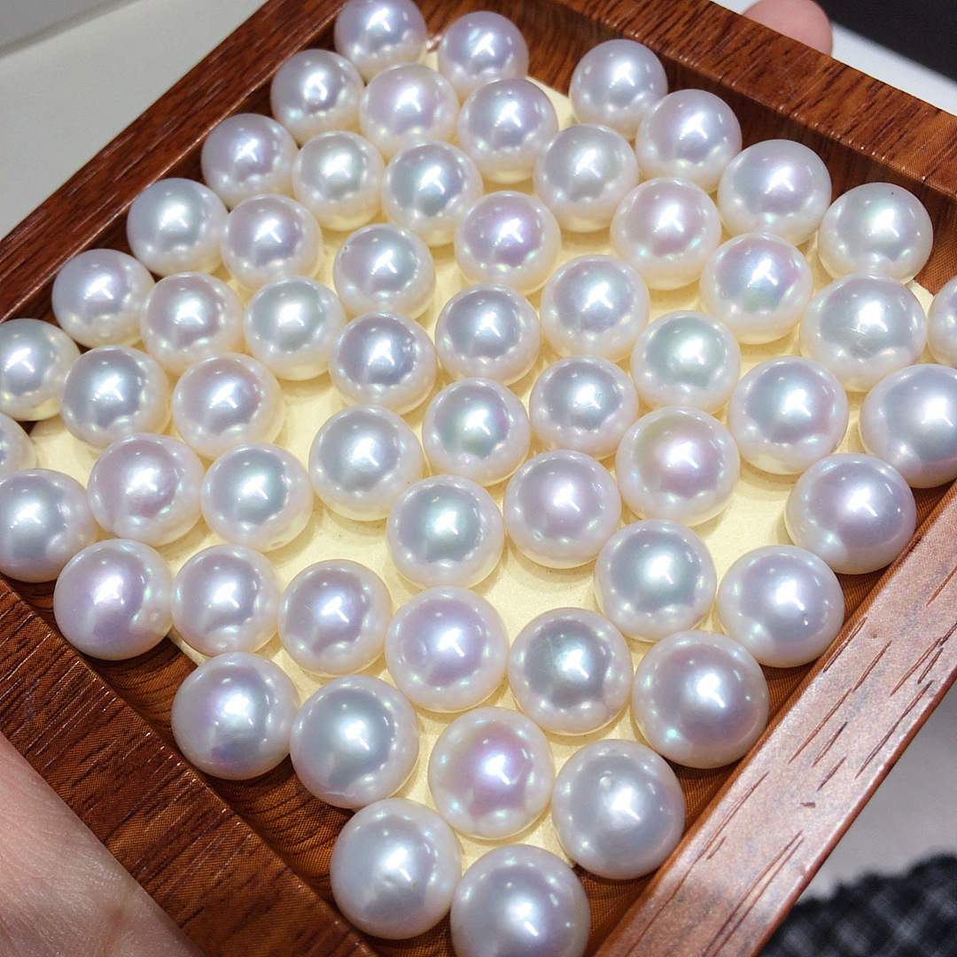 Natural Freshwater Pearl Necklace Single Bead Perfect Round Aurora Pearl Pendant S925 Sterling Silver Clavicle Chain Women's Style White