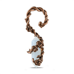 Rose Gold Rose Flower Wrapped Amethyst Stone (Left)