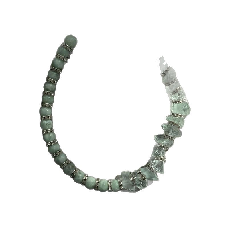 Natural Stone Mixed Beads Necklace Collarbone Chain High-End Sensation Unique Design Titanium Steel U-Shaped Jewelry Accessories For Women