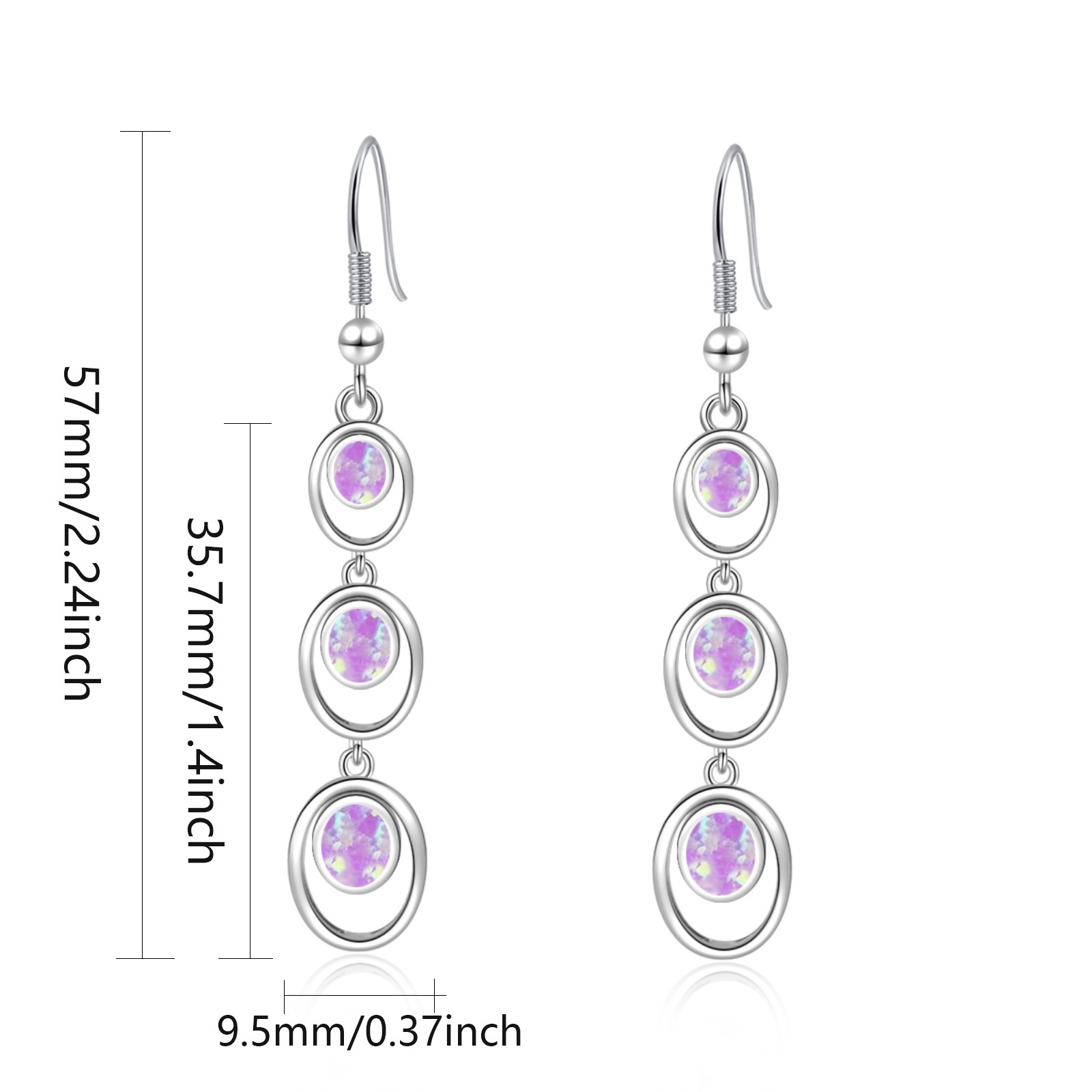 Simple Round Opal Dangle Earrings  Style TikTok Ins Fashion Peruvian Opal Drop Earrings Jewelry Accessories