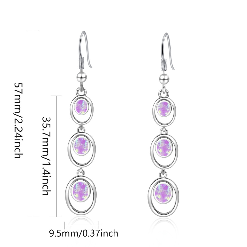 Simple Round Opal Dangle Earrings  Style TikTok Ins Fashion Peruvian Opal Drop Earrings Jewelry Accessories