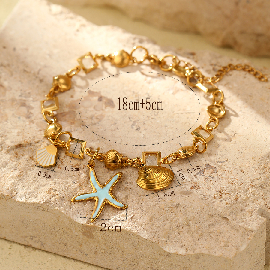 18K Gold Plated 304 Stainless Steel Vacuum Plating Zircon Four Leaf Clover Round Heart Shape Classic Style Bracelets For Women's